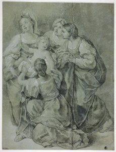 Gruppe på fire kvinder og børn af Domenichino