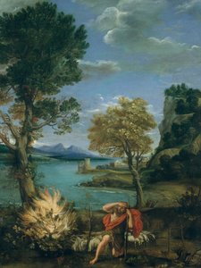 Landskab med Moses og den brændende busk, 1610-16. af Domenichino