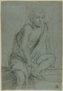 Siddende ungdom: Undersøgelse til afbrænding af Saint Andrew af Domenichino