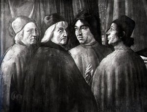 Zacharias i templet, detalje af mandlig gruppe af Domenico Ghirlandaio