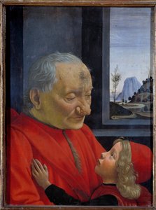 Portræt af en gammel mand og en ung dreng Maleri af Domenico Ghirlandaio (1449-1494) 1400-tallet søn. 0,62x0,46 m - Portræt af en gammel mand og en ung dreng (også kaldet En gammel mand og hans barnebarn). Maleri af Domenico Ghirlandaio (1449-1494) 1400-ta af Domenico Ghirlandaio