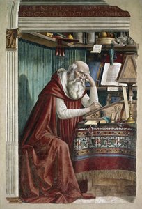 Sankt Hieronymus i hans arbejdsværelse - Fresco af Domenico Ghirlandaio