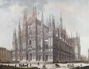 Duomo, eller Milanos domkirke (print) af Domenico (after) Landini