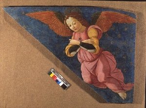 Engel, panel fra Figline-altertavlen (fresko) af Domenico (workshop) Ghirlandaio
