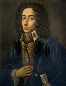 Portræt af Giovanni Battista Pergolesi (Jean Baptiste Pergolese, Jean-Baptiste) (1710 - 1736). Olie på træ af Domenico Antonio Vaccaro. Konservatoriet i Napoli. Giovanni Battista Pergolesi maleri af Domenico Antonio Vaccaro Napoli konservatorium