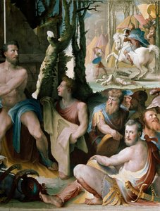 Friesland: Codros-kongen af Athens ofring, detaljer. Græsk mytologi: Codros (eller Codrus) lærte af et orakel, at fordelen ved krig mellem dorerne og athenerne ville tilhøre dem, hvis leder ville blive dræbt, frivilligt fortæret