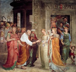 Vor Frues bryllup. Maleri af Domenico Beccafumi (1486-1551) af Domenico Beccafumi