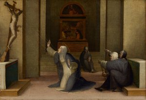 Den hellige Katarina af Siena modtager Stigmata, ca. 1513-15 (olie og bladguld på panel)