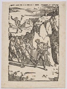 Metals alkymiske egenskaber: Mercury, Vulcan og Alchemist in the Cave af Domenico Beccafumi