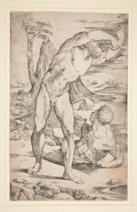 To nøgne mænd i et landskab af Domenico Beccafumi