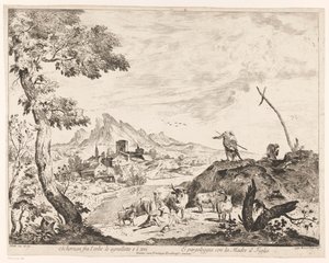 Landskab med hyrder og kvæg af Domenico Bernardo Zilotti