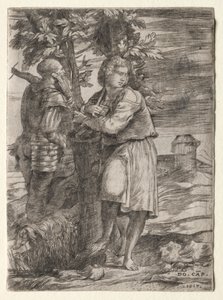 Hyrde og gammel kriger af Domenico Campagnola