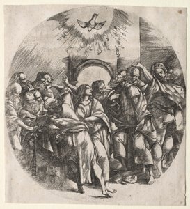 Den hellige ånds nedstigning, 1518. af Domenico Campagnola