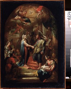 ""Jomfruens ægteskab"" (Maria og Josefs ægteskab) Maleri af Domenico Corvi (1721-1803) Statens kunstmuseum fra det 18. århundrede, Tula, Rusland