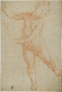 Putto stående på højre ben (recto); Skitse af en draperet arm (verso) af Domenico Cresti