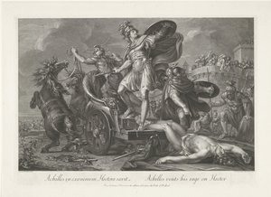 Achilles trækker Hectors lig bag sin vogn Achilles i exanimem Hectora saevit / Achilles udleder sit raseri på Hector (titel på objekt)
