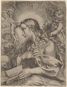 Den angrende Magdalene af Domenico Falcini after Francesco Villamena after Francesco Vanni