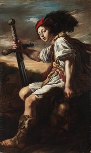 Italiensk:  Davide con la testa di Golia David med Goliat