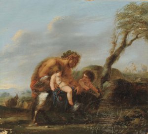 Satyr med to keruber