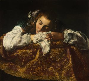 Sovende pige - Peinture de Domenico Fetti (1588 / 90-1623) - 1621-1622 - Olie på lærred - 67,5x74 - Szepmuveszeti Muzeum, Budapest