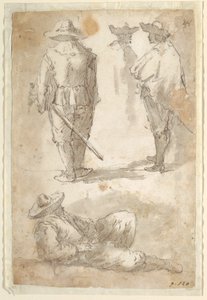 Figurstudier af soldater af Domenico Gargiulo, called Micco Spadaro