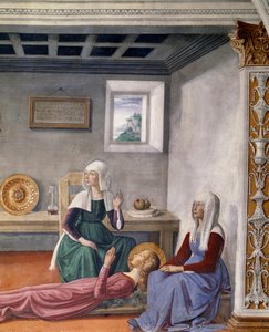 Bekendtgørelse af døden til St. Fina af Saint Gregory den Store, detalje (fresco af Domenico Ghirlandaio