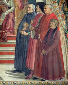 Detalje af Skt. Frans, der modtager ordensreglen fra pave Honorius, scene fra cyklussen af St. Frans af Assisis liv, 1486 (detalje af 85235) af Domenico Ghirlandaio