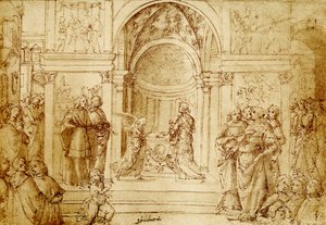Englen viser sig Zacharias i templet af Domenico Ghirlandaio