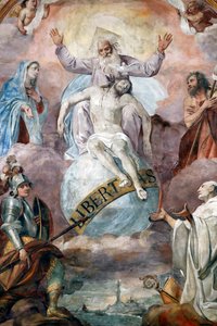 Jesus og Gud Fader. Fresco. Genova. Italien.