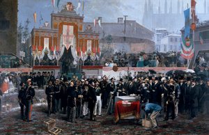 Ceremoni for nedlæggelse af grundsten til Galleria Victor Emmanuel II i Milano, 7. marts af Domenico Induno