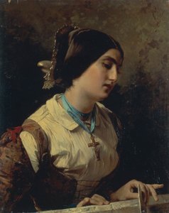 Lucia, a Lombard Woman, af Domenico Induno, olie på lærred