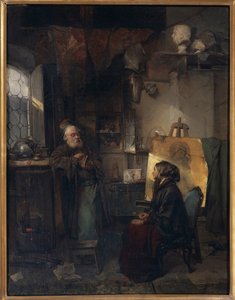 The Aged Moneylender undersøger de sidste smykker af Lady Fallen on Hard Times, af Domenico Induno