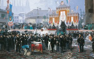 Nedlægningen af hjørnestenen til Galleria Vittorio Emanuele i Milano, af Domenico Induno af Domenico Induno