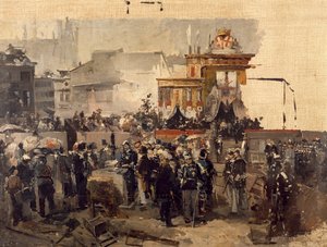 Nedlæggelsen af hjørnestenen til Galleria Victor Emmanuel II i Milano, 7. marts af Domenico Induno