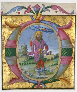 David med foden i en løkke i et indledende O, ca. 1500.