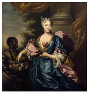 Portræt af dame med tjener (olie på lærred) af Domenico Parodi