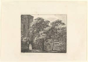 Gotisk arkitektur i et landskab, ca. 1807. af Domenico Quaglio II