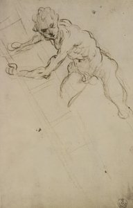 Studie af en figur til korsfæstelsen (kul på papir) af Domenico Robusti Tintoretto