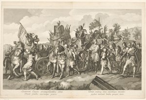 Militær procession med krigsbytte på vogn Alexander den Stores triumf i Babylon (serietitel) af Domenico Rossetti