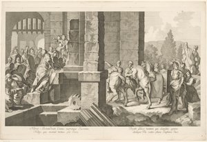 Militær procession går ind i en bygning Alexander den Stores triumf i Babylon (serietitel) af Domenico Rossetti