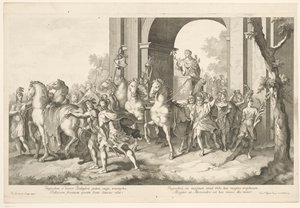 Militæroptog med Alexander den Store på triumfvogn Alexander den Stores triumf i Babylon (serietitel) af Domenico Rossetti