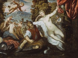 Venus og Mars med Amor og de tre nåder i et landskab, 159095