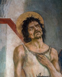Johannes Døberen og Frans af Assisi: Detalje af Johannes Døberen - Fresco