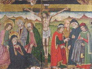Panel med The Crucifixion fra Retable, 1400-tallet.