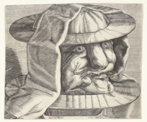 Et grotesk hoved med en hjelm i stil med Arcimboldo Et grotesk hoved med hjelm i stil med Arcimboldo af Dominicus Custos