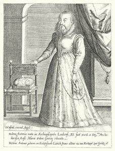 Helena Antonia af Liège, den skæggede kvindelige hofdværg af Maria af Østrig, den hellige romerske kejserinde (gravering)