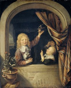 Børn med en musefælde af Dominicus van Tol