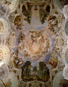 Fresco dekoration af kuplen på Schussenried klosteret af arkitekt Domenikus Zimmermann (1685-1766) 1730-1731 Schussenried, Tyskland af Dominikus Zimmermann