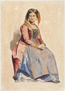 Siddende italiensk kvinde, 1800-tallet.