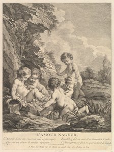 Børn svømning, ca. 1741 af Dominique Sornique